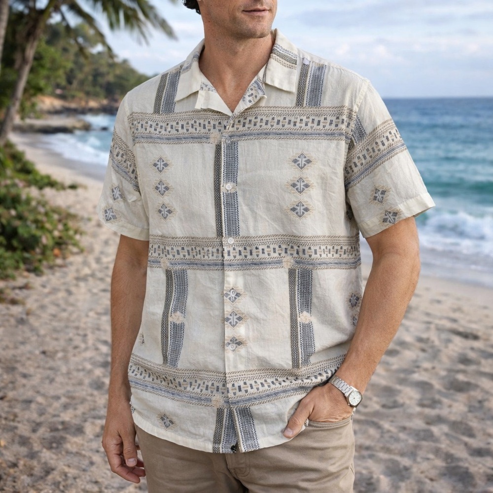 Express Mens Shirt Small Button Up Short Sleeve Pattern Casual